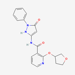 molecular formula C19H18N4O4 B2454367 N-(5-hydroxy-1-phenyl-1H-pyrazol-3-yl)-2-((tetrahydrofuran-3-yl)oxy)nicotinamide CAS No. 2034390-26-4