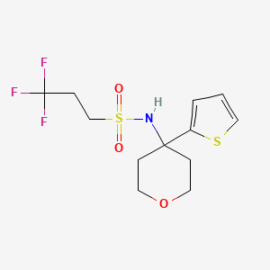 molecular formula C12H16F3NO3S2 B2454390 3,3,3-trifluoro-N-(4-(thiophen-2-yl)tetrahydro-2H-pyran-4-yl)propane-1-sulfonamide CAS No. 2034591-93-8