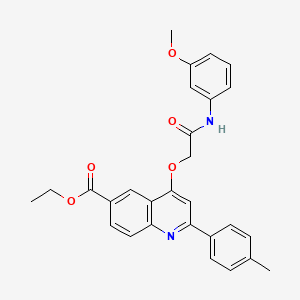 molecular formula C28H26N2O5 B2454397 Ethyl 4-(2-((3-methoxyphenyl)amino)-2-oxoethoxy)-2-(p-tolyl)quinoline-6-carboxylate CAS No. 1114650-55-3