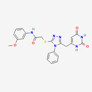 molecular formula C22H20N6O4S B2454398 2-[[5-[(2,4-二氧代-1H-嘧啶-6-基)甲基]-4-苯基-1,2,4-三唑-3-基]硫代]-N-(3-甲氧基苯基)乙酰胺 CAS No. 852046-77-6