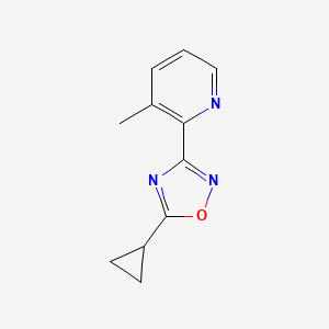 molecular formula C11H11N3O B2454402 2-(5-Cyclopropyl-1,2,4-oxadiazol-3-yl)-3-methylpyridine CAS No. 1421262-07-8