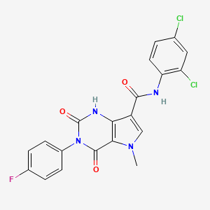 molecular formula C20H13Cl2FN4O3 B2454407 N-(2,4-二氯苯基)-3-(4-氟苯基)-5-甲基-2,4-二氧代-2,3,4,5-四氢-1H-吡咯并[3,2-d]嘧啶-7-甲酰胺 CAS No. 923166-08-9