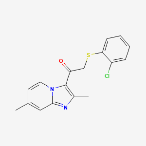 molecular formula C17H15ClN2OS B2454412 2-[(2-Chlorophenyl)sulfanyl]-1-(2,7-dimethylimidazo[1,2-a]pyridin-3-yl)-1-ethanone CAS No. 478042-02-3