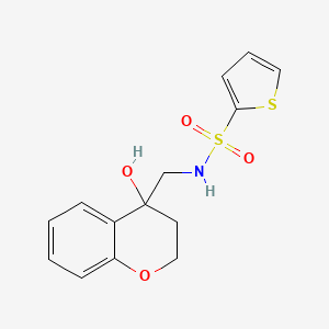 molecular formula C14H15NO4S2 B2454417 N-((4-羟基色酮-4-基)甲基)噻吩-2-磺酰胺 CAS No. 1421525-85-0