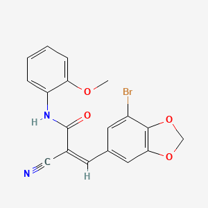 molecular formula C18H13BrN2O4 B2454419 (Z)-3-(7-Bromo-1,3-benzodioxol-5-yl)-2-cyano-N-(2-methoxyphenyl)prop-2-enamide CAS No. 1013223-52-3