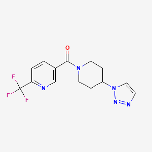 molecular formula C14H14F3N5O B2454420 (4-(1H-1,2,3-triazol-1-yl)piperidin-1-yl)(6-(trifluoromethyl)pyridin-3-yl)methanone CAS No. 1465404-69-6