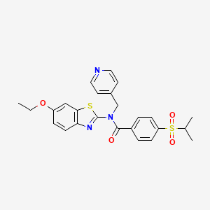 molecular formula C25H25N3O4S2 B2454448 N-(6-乙氧基苯并[d]噻唑-2-基)-4-(异丙基磺酰基)-N-(吡啶-4-基甲基)苯甲酰胺 CAS No. 923147-97-1