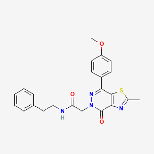 molecular formula C23H22N4O3S B2454450 2-(7-(4-methoxyphenyl)-2-methyl-4-oxothiazolo[4,5-d]pyridazin-5(4H)-yl)-N-phenethylacetamide CAS No. 941949-35-5
