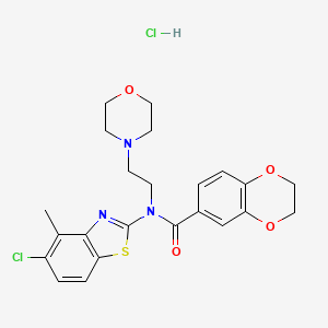 molecular formula C23H25Cl2N3O4S B2454459 N-(5-chloro-4-methylbenzo[d]thiazol-2-yl)-N-(2-morpholinoethyl)-2,3-dihydrobenzo[b][1,4]dioxine-6-carboxamide hydrochloride CAS No. 1216561-35-1