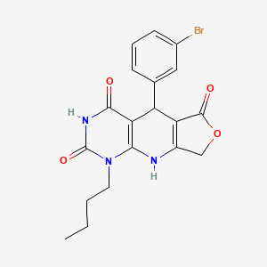 molecular formula C19H18BrN3O4 B2454461 5-(3-溴苯基)-1-丁基-8,9-二氢呋喃[3',4':5,6]吡啶并[2,3-d]嘧啶-2,4,6(1H,3H,5H)-三酮 CAS No. 897623-13-1