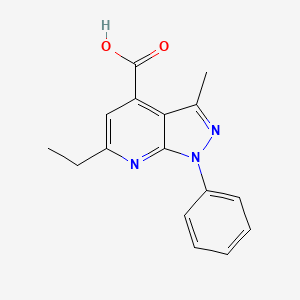 molecular formula C16H15N3O2 B2454463 6-ethyl-3-methyl-1-phenyl-1H-pyrazolo[3,4-b]pyridine-4-carboxylic acid CAS No. 937691-38-8