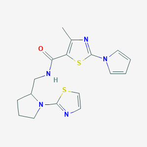 molecular formula C17H19N5OS2 B2454465 4-methyl-2-(1H-pyrrol-1-yl)-N-((1-(thiazol-2-yl)pyrrolidin-2-yl)methyl)thiazole-5-carboxamide CAS No. 1790197-37-3
