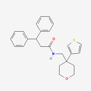 molecular formula C25H27NO2S B2454481 3,3-二苯基-N-((4-(噻吩-3-基)四氢-2H-吡喃-4-基)甲基)丙酰胺 CAS No. 2319876-33-8