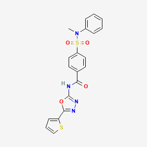 molecular formula C20H16N4O4S2 B2454482 4-(N-methyl-N-phenylsulfamoyl)-N-(5-(thiophen-2-yl)-1,3,4-oxadiazol-2-yl)benzamide CAS No. 533871-93-1