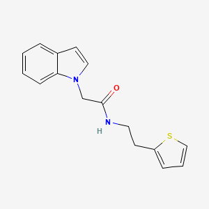 molecular formula C16H16N2OS B2454484 2-(1H-indol-1-yl)-N-(2-(thiophen-2-yl)ethyl)acetamide CAS No. 1207006-09-4