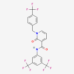 molecular formula C22H13F9N2O2 B2454487 N-(3,5-Bis(trifluoromethyl)phenyl)-2-oxo-1-(4-(trifluoromethyl)benzyl)-1,2-dihydro-3-pyridinecarboxamide CAS No. 338782-83-5