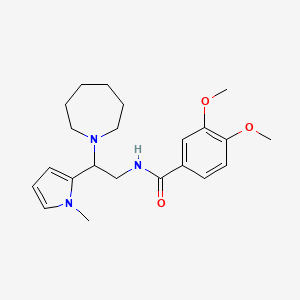 molecular formula C22H31N3O3 B2454488 N-(2-(azepan-1-yl)-2-(1-methyl-1H-pyrrol-2-yl)ethyl)-3,4-dimethoxybenzamide CAS No. 1049410-81-2