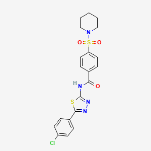 molecular formula C20H19ClN4O3S2 B2454491 N-(5-(4-chlorophenyl)-1,3,4-thiadiazol-2-yl)-4-(piperidin-1-ylsulfonyl)benzamide CAS No. 392242-17-0