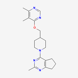 molecular formula C20H27N5O B2454495 4-(4-(((5,6-dimethylpyrimidin-4-yl)oxy)methyl)piperidin-1-yl)-2-methyl-6,7-dihydro-5H-cyclopenta[d]pyrimidine CAS No. 2310140-85-1