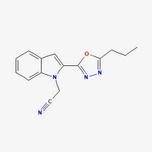 molecular formula C15H14N4O B2454506 2-(2-(5-丙基-1,3,4-恶二唑-2-基)-1H-吲哚-1-基)丙腈 CAS No. 921842-62-8