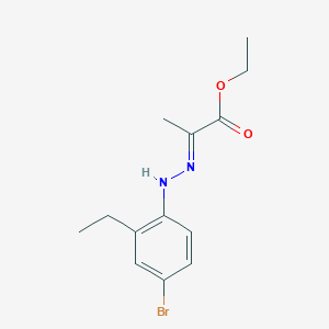molecular formula C13H17BrN2O2 B2454507 Ethyl 2-[2-(4-bromo-2-ethylphenyl)hydrazin-1-ylidene]propanoate CAS No. 1461726-98-6