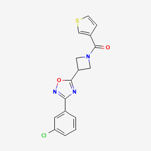 molecular formula C16H12ClN3O2S B2454509 (3-(3-(3-Chlorophenyl)-1,2,4-oxadiazol-5-yl)azetidin-1-yl)(thiophen-3-yl)methanone CAS No. 1351596-50-3