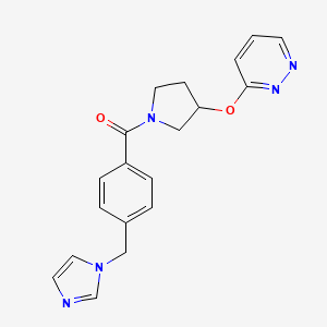 molecular formula C19H19N5O2 B2454510 (4-((1H-咪唑-1-基)甲基)苯基)(3-(吡哒嗪-3-氧基)吡咯烷-1-基)甲酮 CAS No. 2034500-52-0