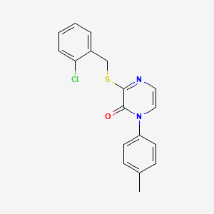 molecular formula C18H15ClN2OS B2454511 3-((2-氯苄基)硫代)-1-(对甲苯基)吡嗪-2(1H)-酮 CAS No. 941887-99-6