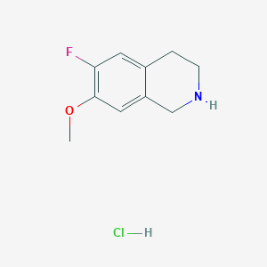 molecular formula C10H13ClFNO B2454519 6-氟-7-甲氧基-1,2,3,4-四氢异喹啉；盐酸盐 CAS No. 2470438-61-8