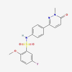 molecular formula C18H16FN3O4S B2454523 5-fluoro-2-methoxy-N-(4-(1-methyl-6-oxo-1,6-dihydropyridazin-3-yl)phenyl)benzenesulfonamide CAS No. 920199-23-1