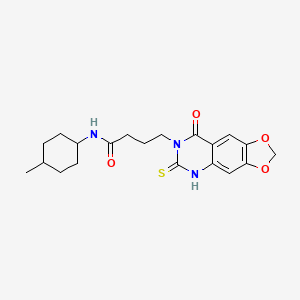 N-(4-methylcyclohexyl)-4-(8-oxo-6-sulfanylidene-5H-[1,3]dioxolo[4,5-g]quinazolin-7-yl)butanamide