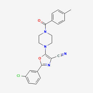 molecular formula C22H19ClN4O2 B2454535 2-(3-Chlorophenyl)-5-(4-(4-methylbenzoyl)piperazin-1-yl)oxazole-4-carbonitrile CAS No. 946377-70-4
