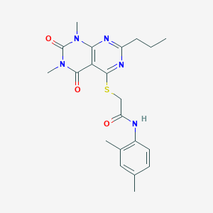 molecular formula C21H25N5O3S B2454538 2-((6,8-二甲基-5,7-二氧代-2-丙基-5,6,7,8-四氢嘧啶并[4,5-d]嘧啶-4-基)硫代)-N-(2,4-二甲基苯基)乙酰胺 CAS No. 852170-94-6