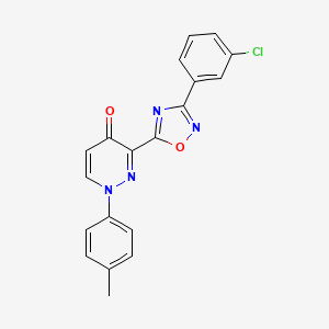 molecular formula C19H13ClN4O2 B2454540 3-(3-(3-氯苯基)-1,2,4-恶二唑-5-基)-1-(对甲苯基)吡啶并-4(1H)-酮 CAS No. 1112432-98-0