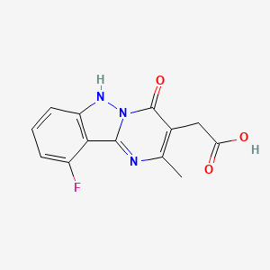 molecular formula C13H10FN3O3 B2454542 (10-Fluoro-2-methyl-4-oxo-1,4-dihydropyrimido[1,2-b]indazol-3-yl)acetic acid CAS No. 1630763-85-7