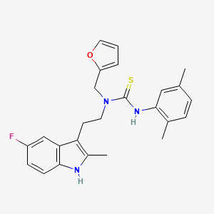 molecular formula C25H26FN3OS B2454550 3-(2,5-二甲苯基)-1-(2-(5-氟-2-甲基-1H-吲哚-3-基)乙基)-1-(呋喃-2-基甲基)硫脲 CAS No. 851970-67-7
