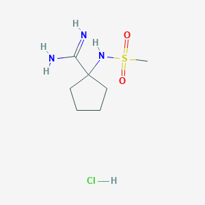 molecular formula C7H16ClN3O2S B2454556 1-Methanesulfonamidocyclopentane-1-carboximidamide hydrochloride CAS No. 2137686-17-8