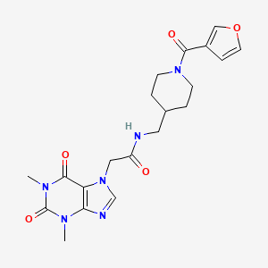 molecular formula C20H24N6O5 B2454557 2-(1,3-dimethyl-2,6-dioxo-2,3-dihydro-1H-purin-7(6H)-yl)-N-((1-(furan-3-carbonyl)piperidin-4-yl)methyl)acetamide CAS No. 1396714-35-4