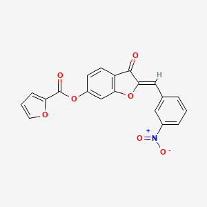 molecular formula C20H11NO7 B2454559 (Z)-2-(3-硝基亚苄基)-3-氧代-2,3-二氢苯并呋喃-6-基呋喃-2-羧酸酯 CAS No. 672914-22-6