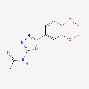 molecular formula C12H11N3O4 B2454561 N-[5-(2,3-dihydro-1,4-benzodioxin-6-yl)-1,3,4-oxadiazol-2-yl]acetamide CAS No. 851094-41-2