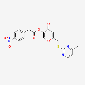 [6-[(4-Methylpyrimidin-2-yl)sulfanylmethyl]-4-oxopyran-3-yl] 2-(4-nitrophenyl)acetate