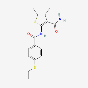 molecular formula C16H18N2O2S2 B2454585 2-(4-(Ethylthio)benzamido)-4,5-dimethylthiophene-3-carboxamide CAS No. 886933-73-9