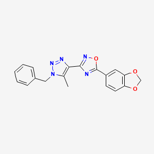 molecular formula C19H15N5O3 B2454589 5-(1,3-苯并二氧杂环-5-基)-3-(1-苄基-5-甲基-1H-1,2,3-三唑-4-基)-1,2,4-恶二唑 CAS No. 1251607-84-7