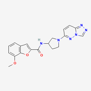 molecular formula C19H18N6O3 B2454599 N-(1-([1,2,4]triazolo[4,3-b]pyridazin-6-yl)pyrrolidin-3-yl)-7-methoxybenzofuran-2-carboxamide CAS No. 2034522-53-5
