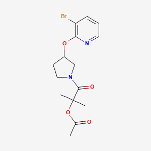 molecular formula C15H19BrN2O4 B2454604 1-(3-((3-Bromopyridin-2-yl)oxy)pyrrolidin-1-yl)-2-methyl-1-oxopropan-2-yl acetate CAS No. 1904096-84-9