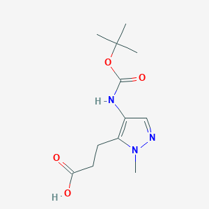 molecular formula C12H19N3O4 B2454607 3-(4-((tert-Butoxycarbonyl)amino)-1-methyl-1H-pyrazol-5-yl)propanoic acid CAS No. 796845-68-6