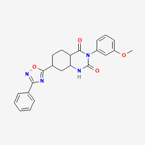 molecular formula C23H16N4O4 B2454614 3-(3-Methoxyphenyl)-7-(3-phenyl-1,2,4-oxadiazol-5-yl)-1,2,3,4-tetrahydroquinazoline-2,4-dione CAS No. 2034481-15-5