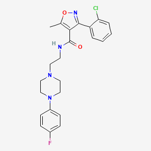 molecular formula C23H24ClFN4O2 B2454619 3-(2-chlorophenyl)-N-(2-(4-(4-fluorophenyl)piperazin-1-yl)ethyl)-5-methylisoxazole-4-carboxamide CAS No. 1049440-37-0