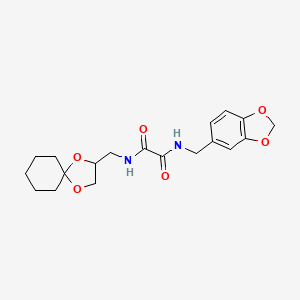 molecular formula C19H24N2O6 B2454621 N1-(1,4-dioxaspiro[4.5]decan-2-ylmethyl)-N2-(benzo[d][1,3]dioxol-5-ylmethyl)oxalamide CAS No. 941914-61-0