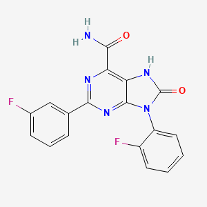molecular formula C18H11F2N5O2 B2454628 9-(2-fluorophenyl)-2-(3-fluorophenyl)-8-oxo-8,9-dihydro-7H-purine-6-carboxamide CAS No. 898410-33-8